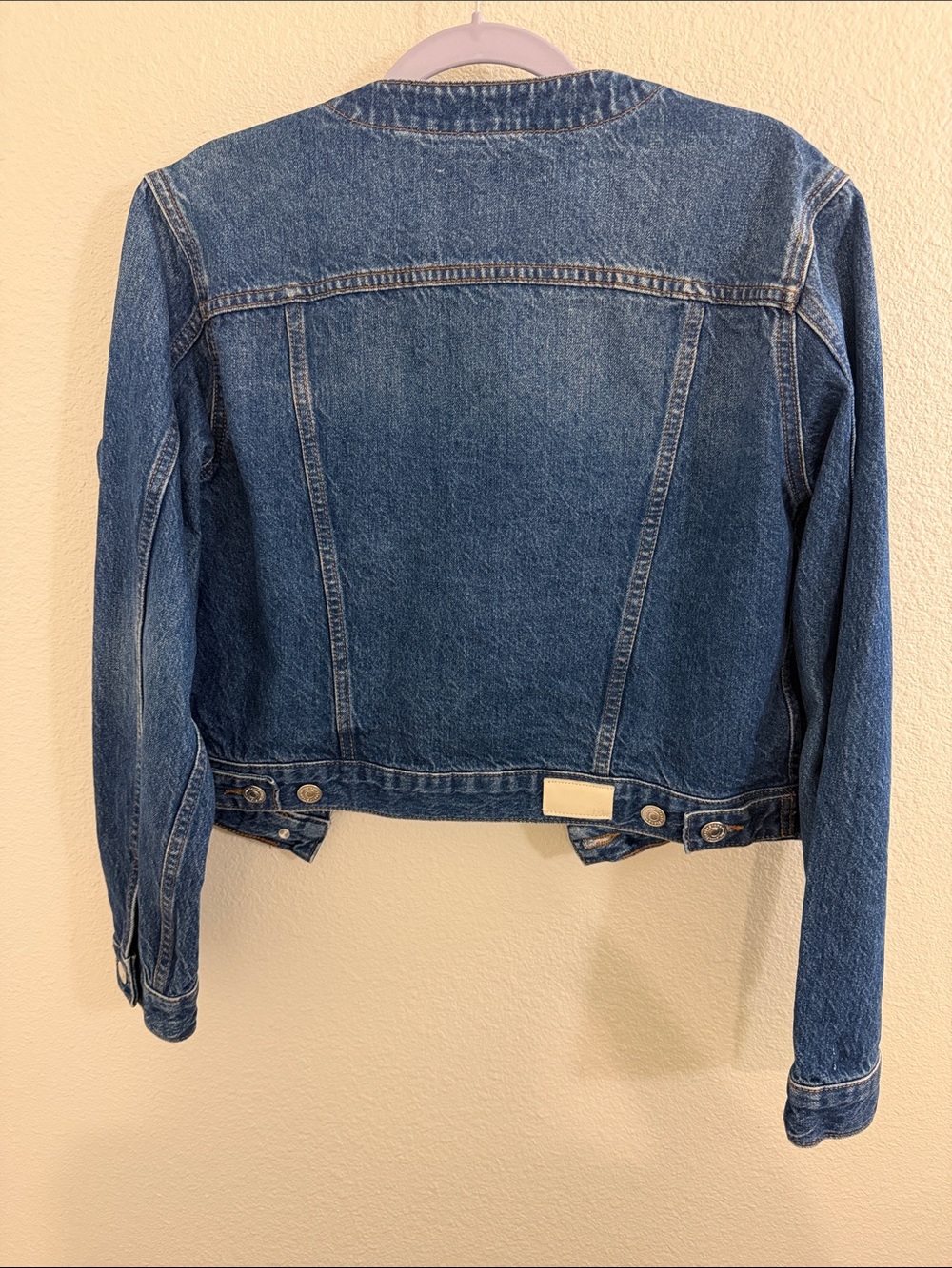 Maje Blue Denim Collarless Jean Jacket - Picture 2 of 2